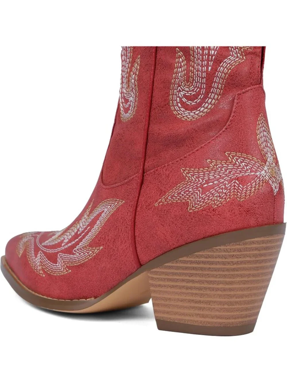 Women's Red Pointed Toe Side ZIP Embroidered Wide Calf Knee High Western Boots